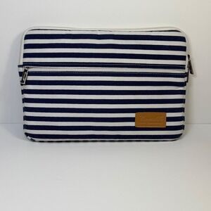 Canvaslife Laptop Sleeve Navy White Striped Canvas‎ Padded Case Academic Work